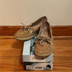 Sperry Angelfish Boat Shoe (Tan) Linen/Oat, 8